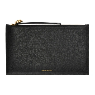 Shop Alexander Mcqueen Black Zip Skull Pouch In 1000 Black