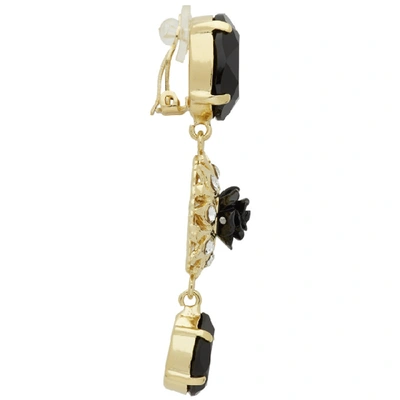 Shop Dolce & Gabbana Dolce And Gabbana Gold And Black Strass Evening Clip-on Earrings In Zoo00 Gold