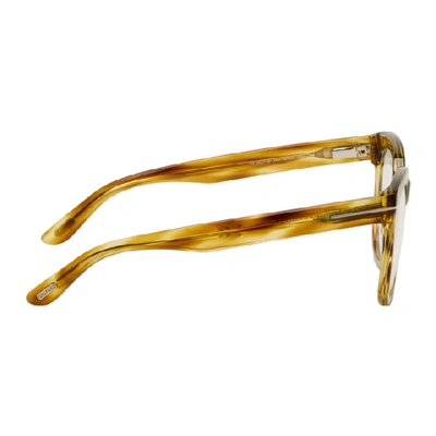 Shop Tom Ford Brown Blue Block Thick Square Glasses In 045 Ltbrown