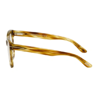 Shop Tom Ford Brown Blue Block Thick Square Glasses In 045 Ltbrown