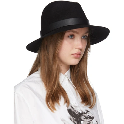 Shop Valentino Black  Garavani Vlogo Fedora In N01 Blk Blk