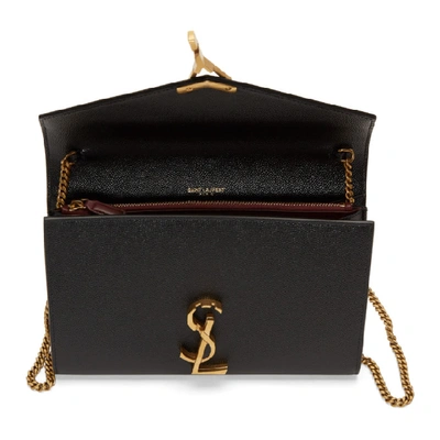 Shop Saint Laurent Black Cassandra Chain Wallet Bag