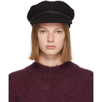 Shop Maison Michel Black New Abby Sailor Cap