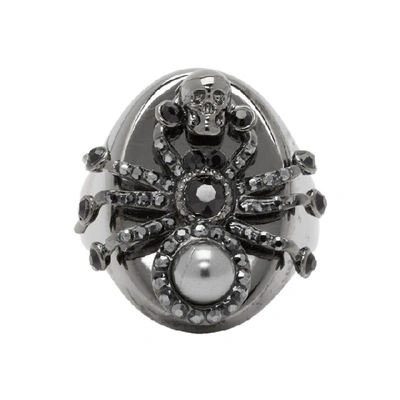 Shop Alexander Mcqueen Gunmetal Spider Ring In 3510 0995