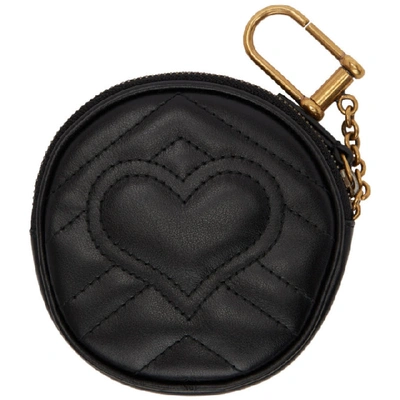 Shop Gucci Black Round Gg Marmont Coin Pouch In 1000 Black