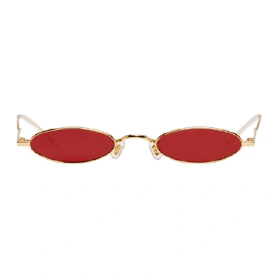 Shop Gentle Monster Gold And Red Vector Sunglasses