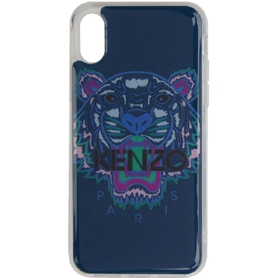 Shop Kenzo Blue And Purple Tiger Iphone X/xs Case In 75 - Blue