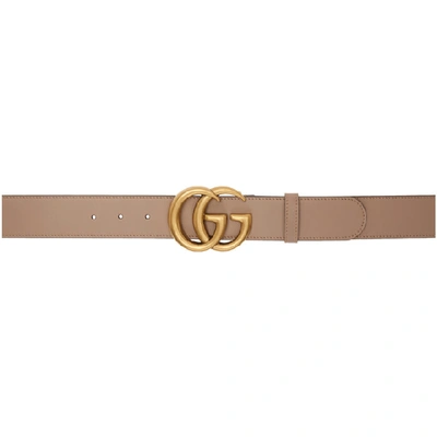 Shop Gucci Pink Leather Gg Belt In 5729 Nude