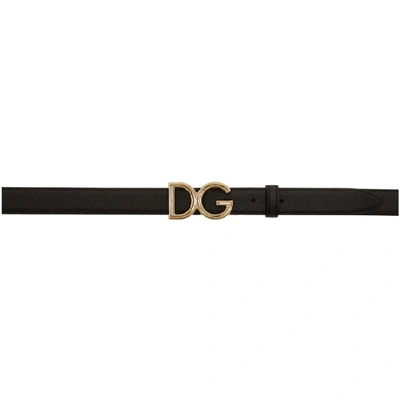 Shop Dolce & Gabbana Dolce And Gabbana Black Small Logo Belt In 80999 Black
