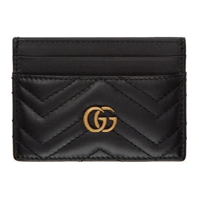 Shop Gucci Black Gg Marmont Card Holder In 1000 Black