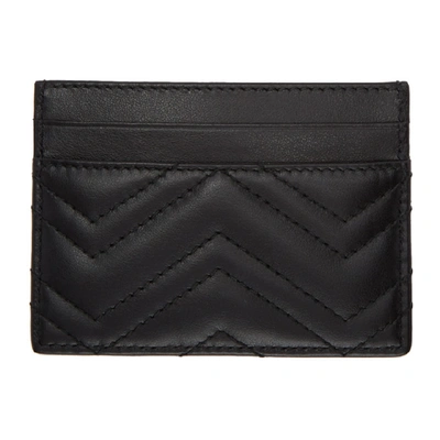 Shop Gucci Black Gg Marmont Card Holder In 1000 Black