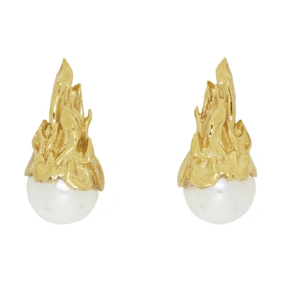 Shop Alan Crocetti Gold Pearl In Heat Earrings