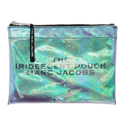 Shop Marc Jacobs Blue The Iridescent Flat Pouch In 468 Blueice