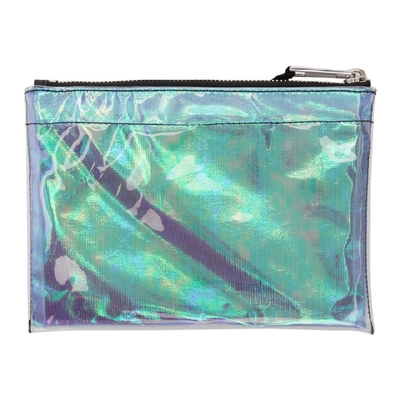 Shop Marc Jacobs Blue The Iridescent Flat Pouch In 468 Blueice