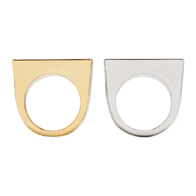 Shop Marc Jacobs Gold And Silver Marc Two Finger Ring Set