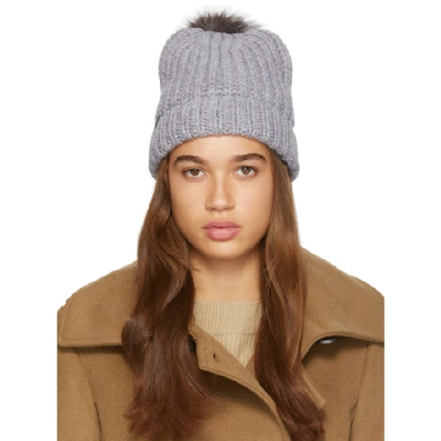 Shop Mackage Grey Pom Pom Doris Beanie