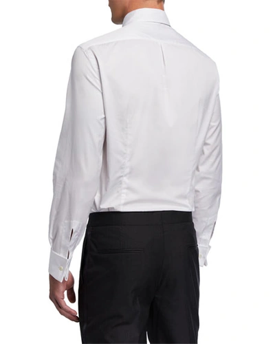 Shop Brunello Cucinelli Men's Pleated-bib Tuxedo Shirt In White