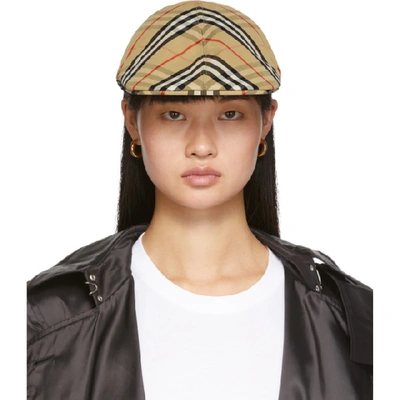 Shop Burberry Beige Vintage Check Flat Cap In Archive Bei