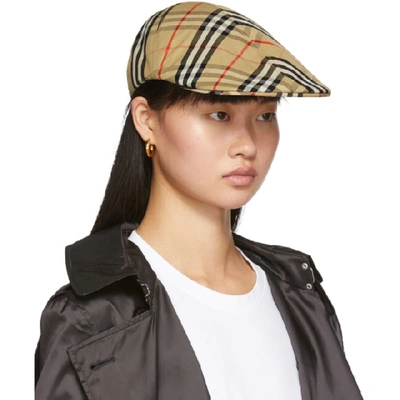 Shop Burberry Beige Vintage Check Flat Cap In Archive Bei