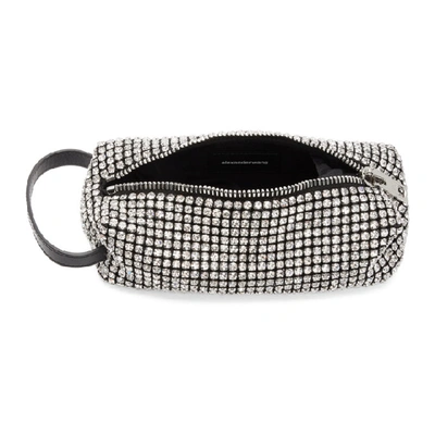 Shop Alexander Wang White Rhinestone Mesh Zip Pouch In 100 White