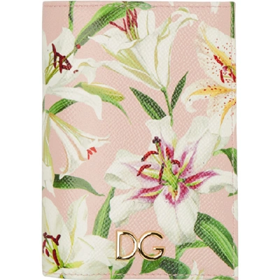 Shop Dolce & Gabbana Dolce And Gabbana Pink Lily-print Passport Holder In Hfkk8 Pink
