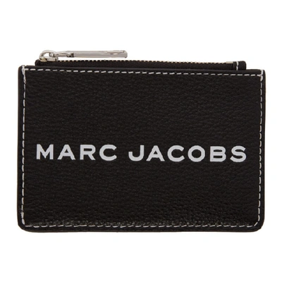 Shop Marc Jacobs Black Textured Tag Top-zip Multi Wallet In 001 Black