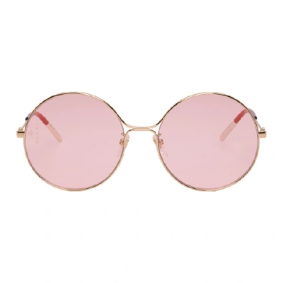 Shop Gucci Gold And Pink Metal Aviator Sunglasses In 004 Gold Pink