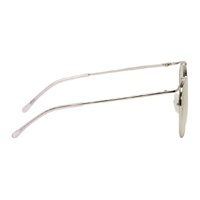 Shop Dries Van Noten Silver And Green Round Sunglasses In Silver/mint