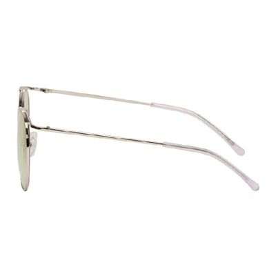 Shop Dries Van Noten Silver And Green Round Sunglasses In Silver/mint