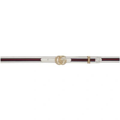 Shop Gucci White Torchon Double G Belt In 9161 White