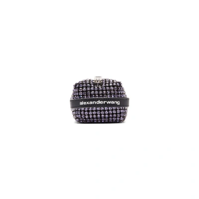 Shop Alexander Wang Purple Rhinestone Mesh Zip Pouch In 500 Purple