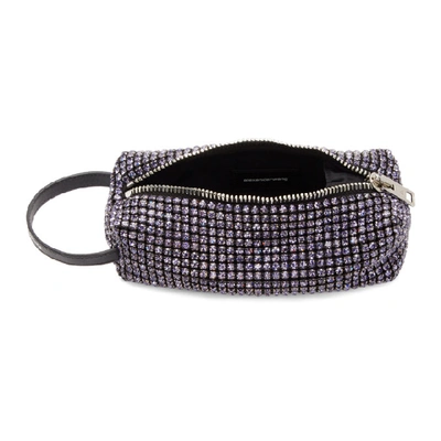 Shop Alexander Wang Purple Rhinestone Mesh Zip Pouch In 500 Purple