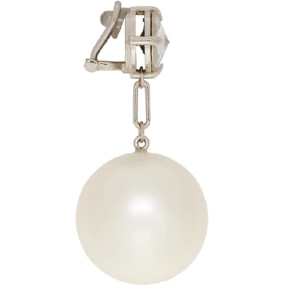 Shop Miu Miu Silver Crystal And Pearl Earrings In F0yk2 Pearl