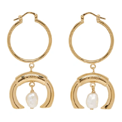 Shop Chloé Chloe Gold Pearl Darcey Earrings In 105 Pearl