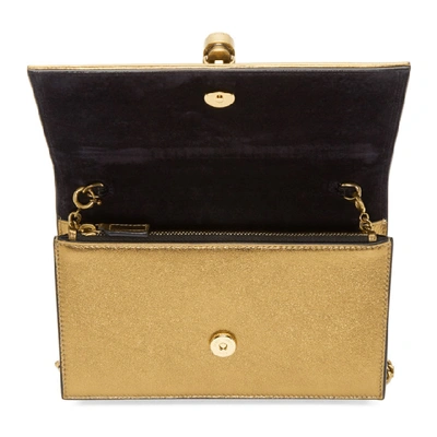 Shop Saint Laurent Gold Kate Tassel Chain Wallet Bag In Brome/black/black Supplier Textile: Laminated Leather