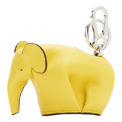 Shop Loewe Yellow Elephant Charm Keychain In 8100 Yellow