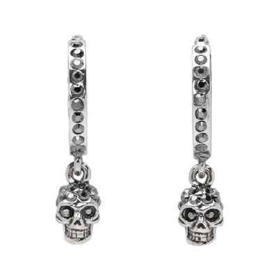 Shop Alexander Mcqueen Silver Mini Skull Hoop Earrings In 1177 0446