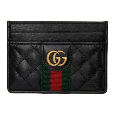 Shop Gucci Black Gg Web Card Holder In 1060 Black