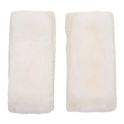 Shop Yves Salomon White Rex Rabbit Fur And Cashmere Gloves In A1025 Snow