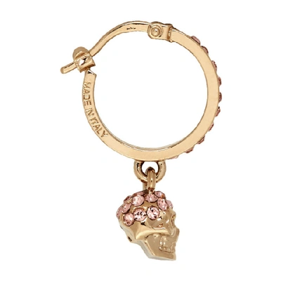 Shop Alexander Mcqueen Gold And Pink Mini Skull Hoop Earrings In 7285 0953