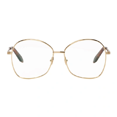 Shop Victoria Beckham Gold Grooved Butterfly Glasses In Yellow/gold