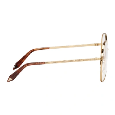 Shop Victoria Beckham Gold Grooved Butterfly Glasses In Yellow/gold