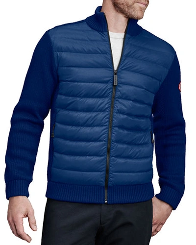 Shop Canada Goose Men's Hybridge Knit-sleeve Puffer Jacket In Northern Night