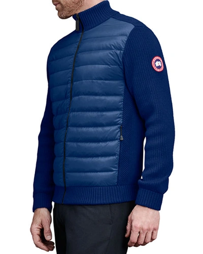 Shop Canada Goose Men's Hybridge Knit-sleeve Puffer Jacket In Northern Night