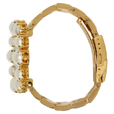 Shop Miu Miu Gold And Blue Pearl Watch Bracelet In F0ykz Gold