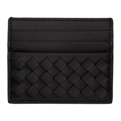 Shop Bottega Veneta Black Intrecciato Card Holder In 1000 Black