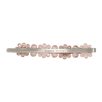 Shop Simone Rocha Pink Crystal Flower Hair Clip