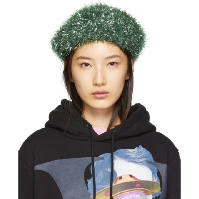 Shop Undercover Green Sparkle Beret In Moss Green