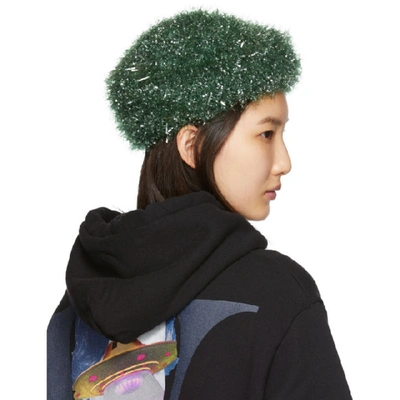 Shop Undercover Green Sparkle Beret In Moss Green