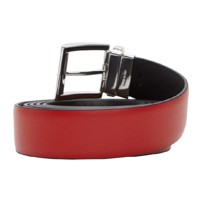 Shop Prada Reversible Red & Black Double Belt In Red/black